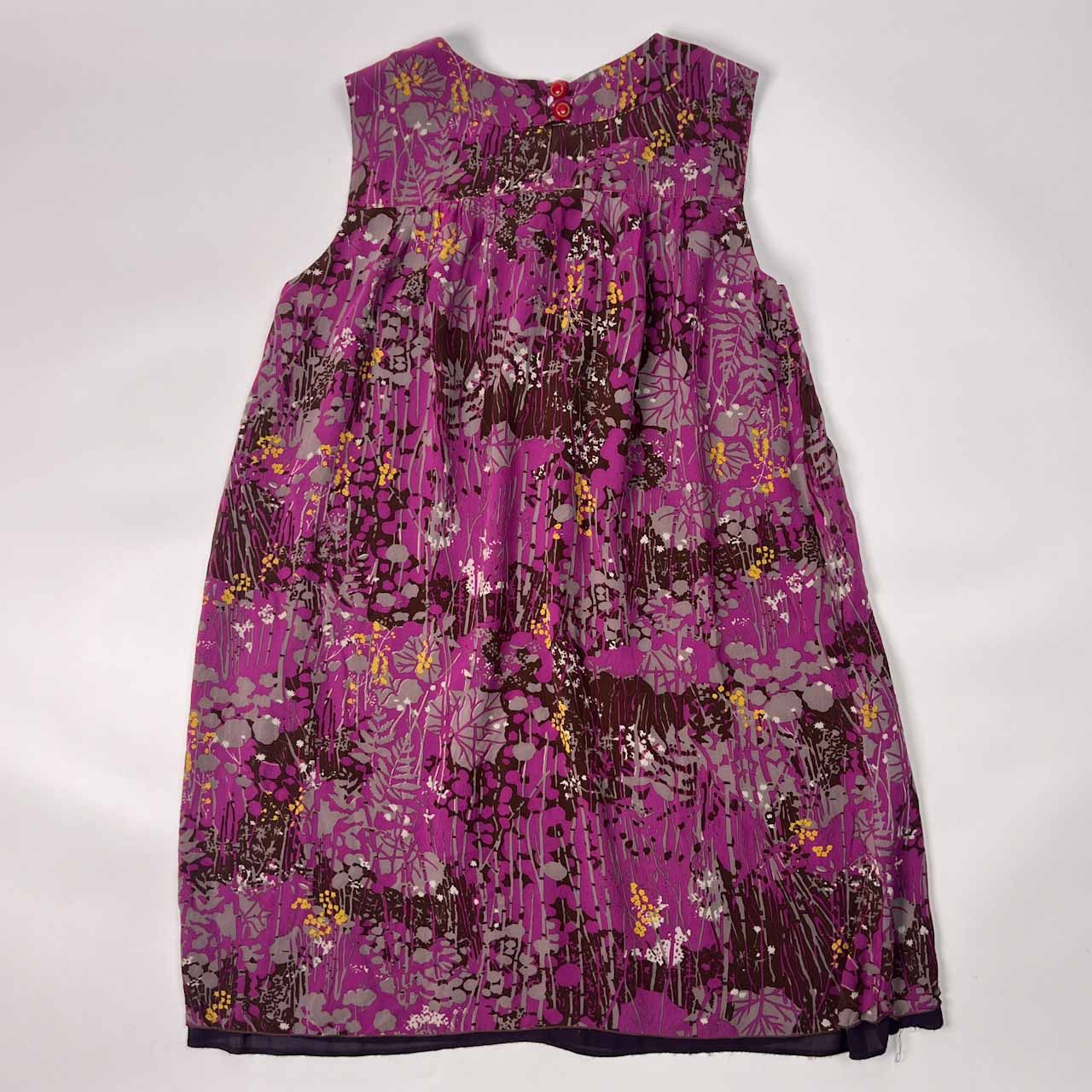 【極美品】アナスイ　ノースリーブ　ワンピース　総柄　シルク48% リネン52% 極美品】アナスイ ノースリーブ ワンピース 総柄 シルク48