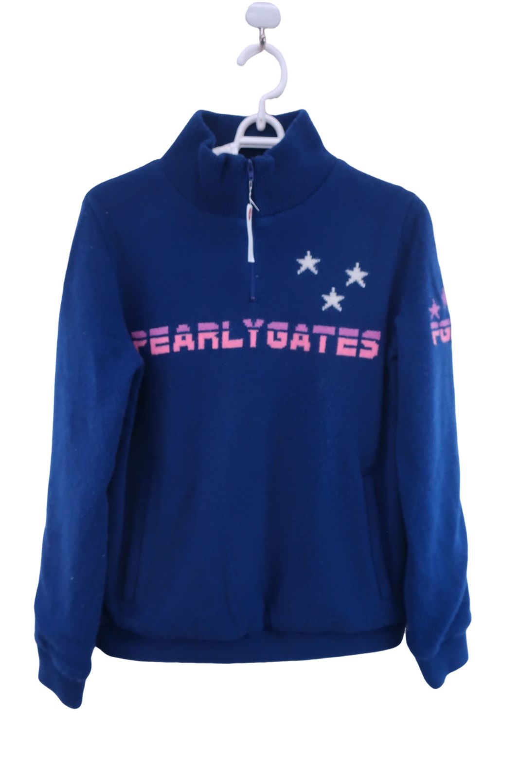 【美品】PEARLY GATES(パーリーゲイツ) ハーフジップセーター 青 レディース 1 055-174016 ゴルフ用品 2407-0568 中古