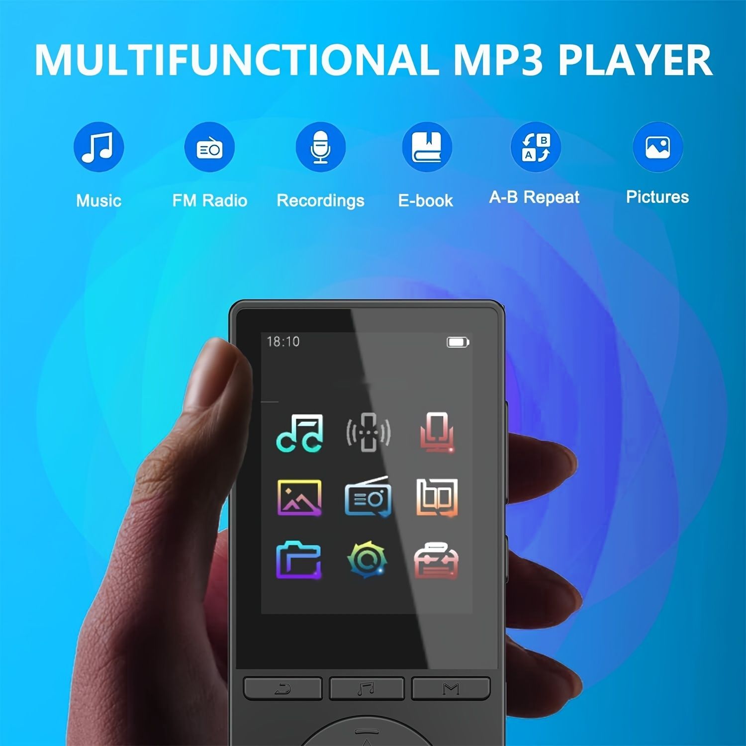 96GBポータブルMP3ミュージックプレーヤー 2.4インチディスプレイ HiFiロスレスサウンド 内蔵スピーカー FMラジオ ボイスレコーダー 電子書籍 最大128GBのTFカードをサポート Type-Cケーブルとイヤホン 3.5mmヘッドホンジャック ス