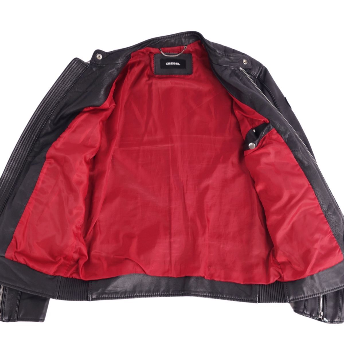 ディーゼル DIESEL ジャケット レザージャケット シングルライダース パテッド シープスキン アウター メンズ S ブラック ディーゼル DIESEL ジャケット レザージャケット シングルライダース