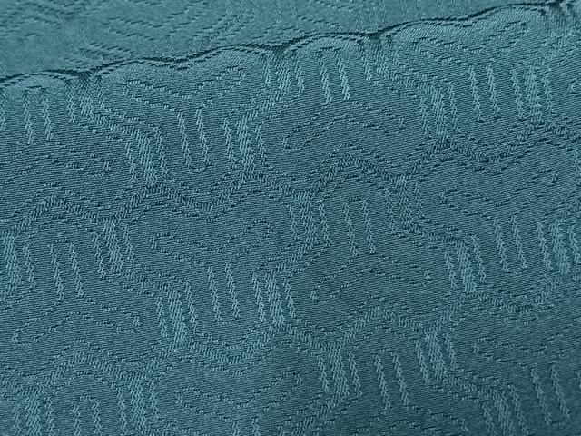 平和屋着物▽上質な色無地 単衣 毘沙門亀甲地紋 藍色 正絹 逸品