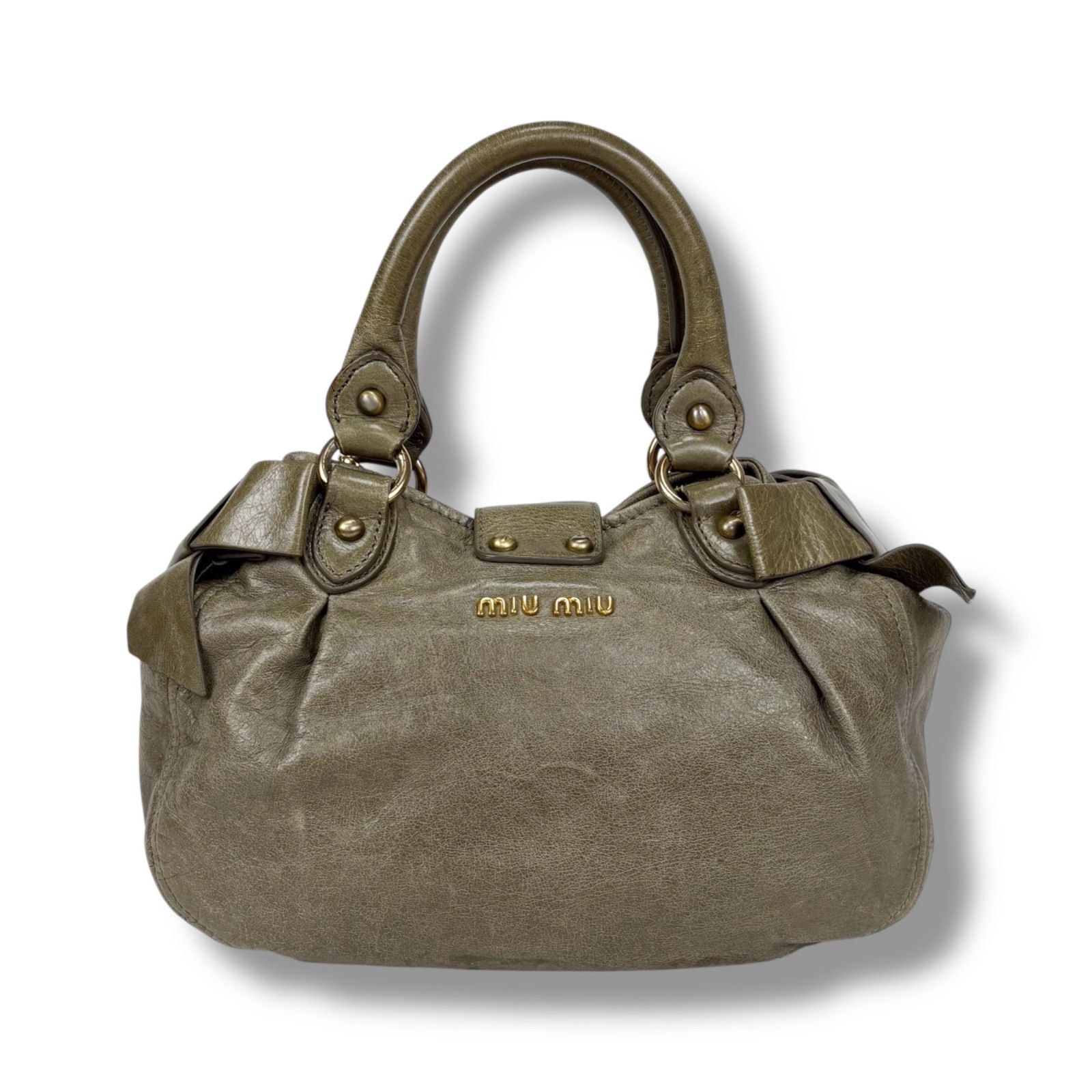 ミュウミュウ 2way バッグ グレー ハンドバッグ ミュウ ミュウ Miu Miu