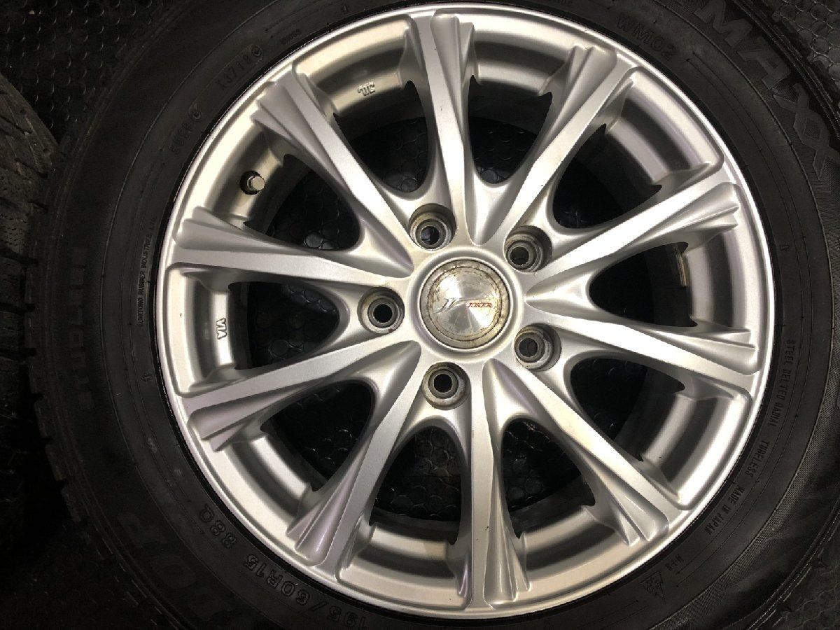 【DUNLOP WM02 195/60R15】スタッドレス【Weds JOKER 15インチ 6J5HPCD114.3+43】バリ溝 ラフェスタ セレナ等　(KTN069) DUNLOP WM02 195/60R15】スタッドレス【Weds JOKER 15インチ