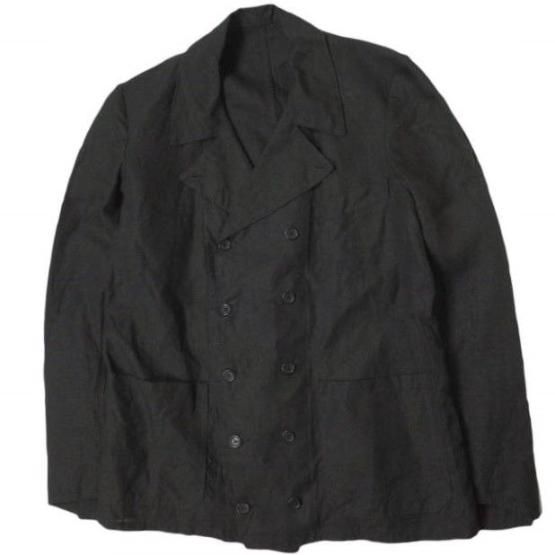 ANATOMICA アナトミカ フランス製 LINEN DOUBLE BREASTED JACKET リネンダブルジャケット 3 BLACK Pコート  AEROMECANO アウター g8771