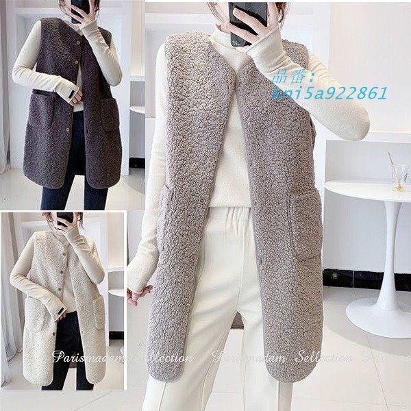 防寒ベスト ロングベスト 暖か ボア ノーダブルポケット ミディアム ほっそり効果お出かけ女子会20代30代40代50代60代 kni5a922861