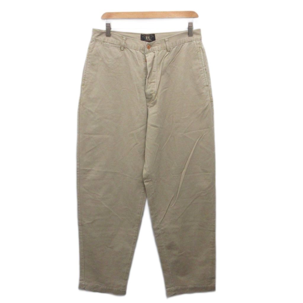 ダブルアールエル RRL 90s ヴィンテージ 古着 チノパン チノパンツ ワイド ストレート ボタンフライ W34 L34 ベージュ MET2
