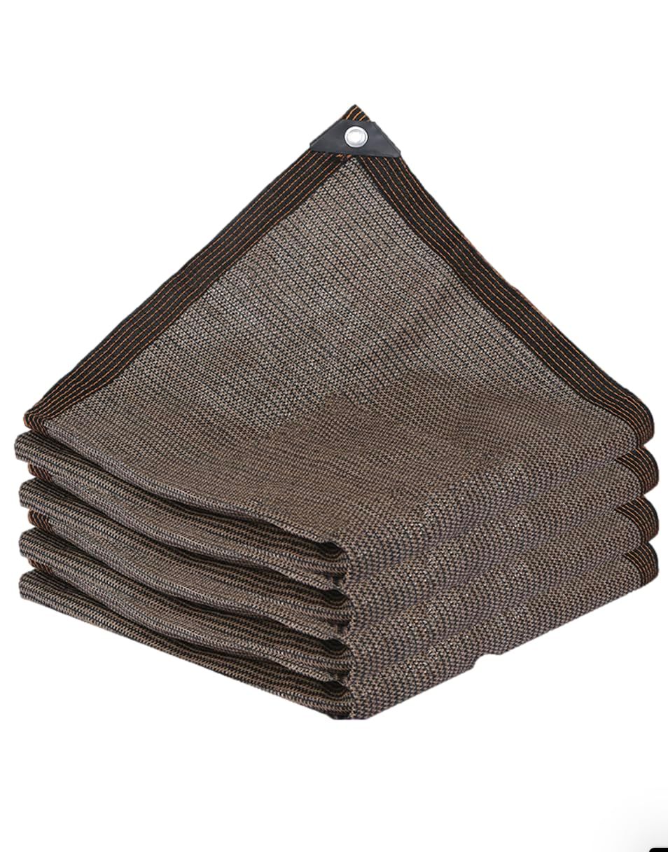 遮光ネット 日よけ シェード オーニング 防塵 目隠し UVカット ベランダ カーポート バルコニー (茶， 2m×5m) [茶] [2m×5m]