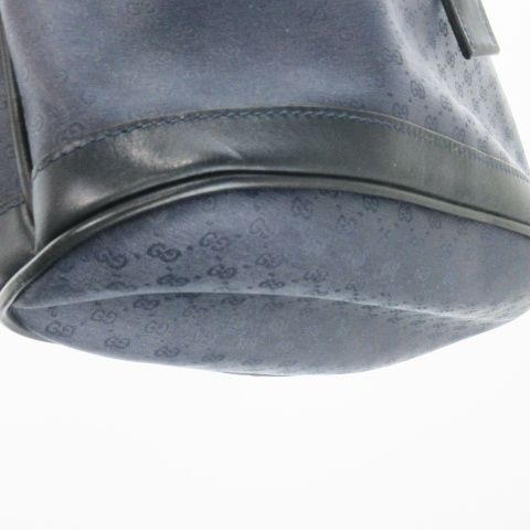 オールドグッチ】GG柄 巾着ショルダーバッグ PVC×レザー ネイビー 紙