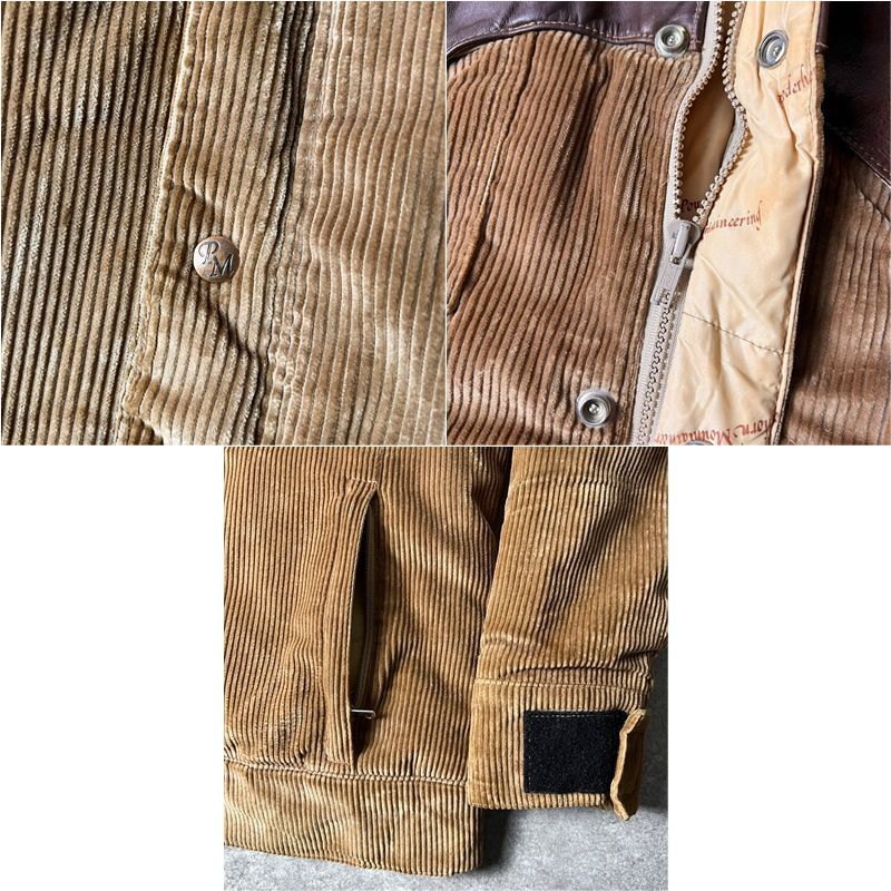 実寸XL 70s Powderhorn Corduroy Snap Down phenix（プラスフェニックス） L-7 DOWN COAT ダウンコート ウィンド