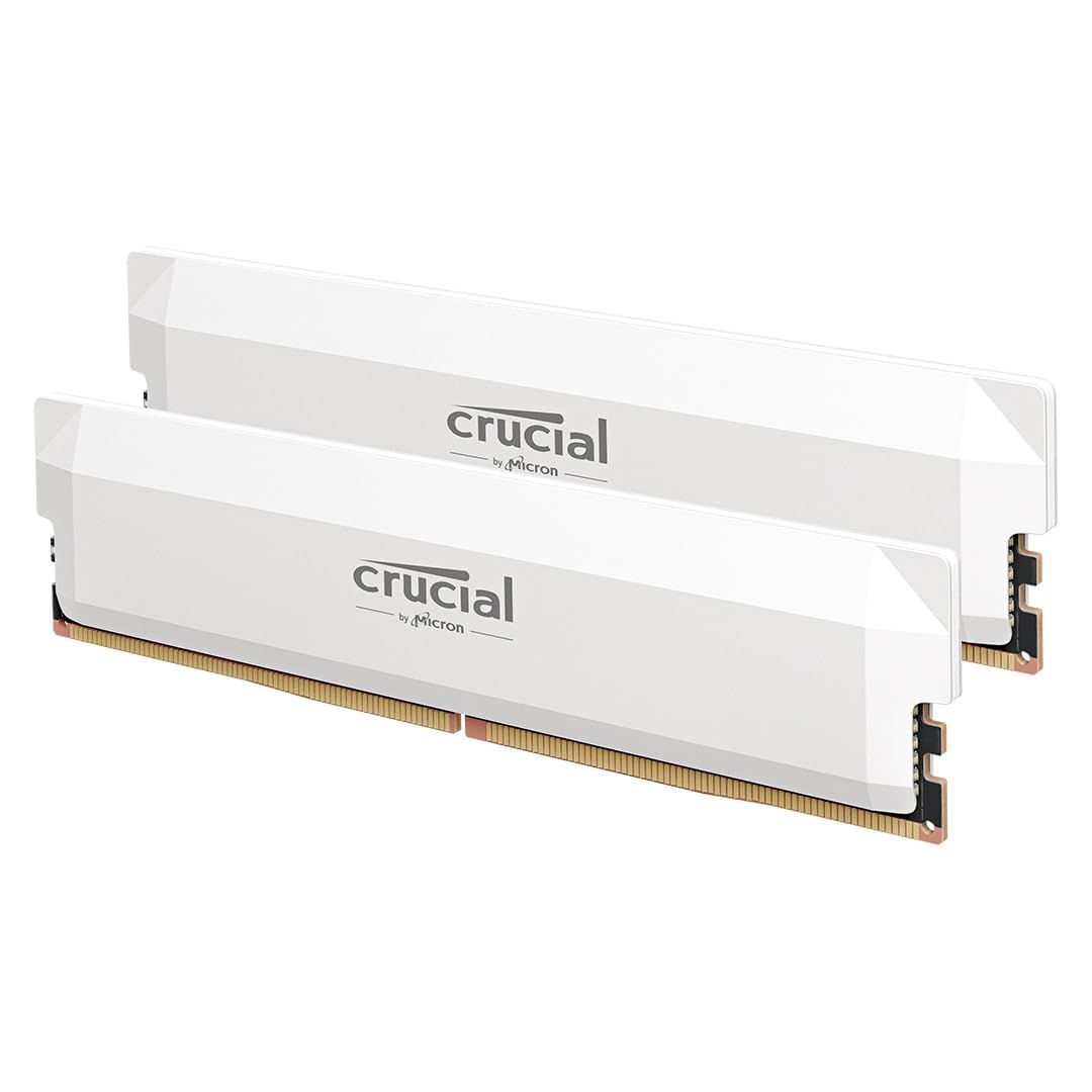 クルーシャルPRO (マイクロン製) デスクトップ用メモリ 16GB×2枚 DDR5-6000 制限付無期限保証 ホワイト オーバークロック CP2K16G60C36U5W 【国内正 [16GB×2] [DDR5 6000 Overclock ホワイトモデル]