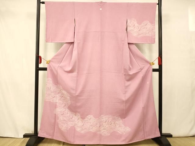 【逸品】●作家訪問着●縮緬●流水文様● 平和屋着物□訪問着 江戸小紋 作家物 鮫小紋柄 群鶴流水文 正絹