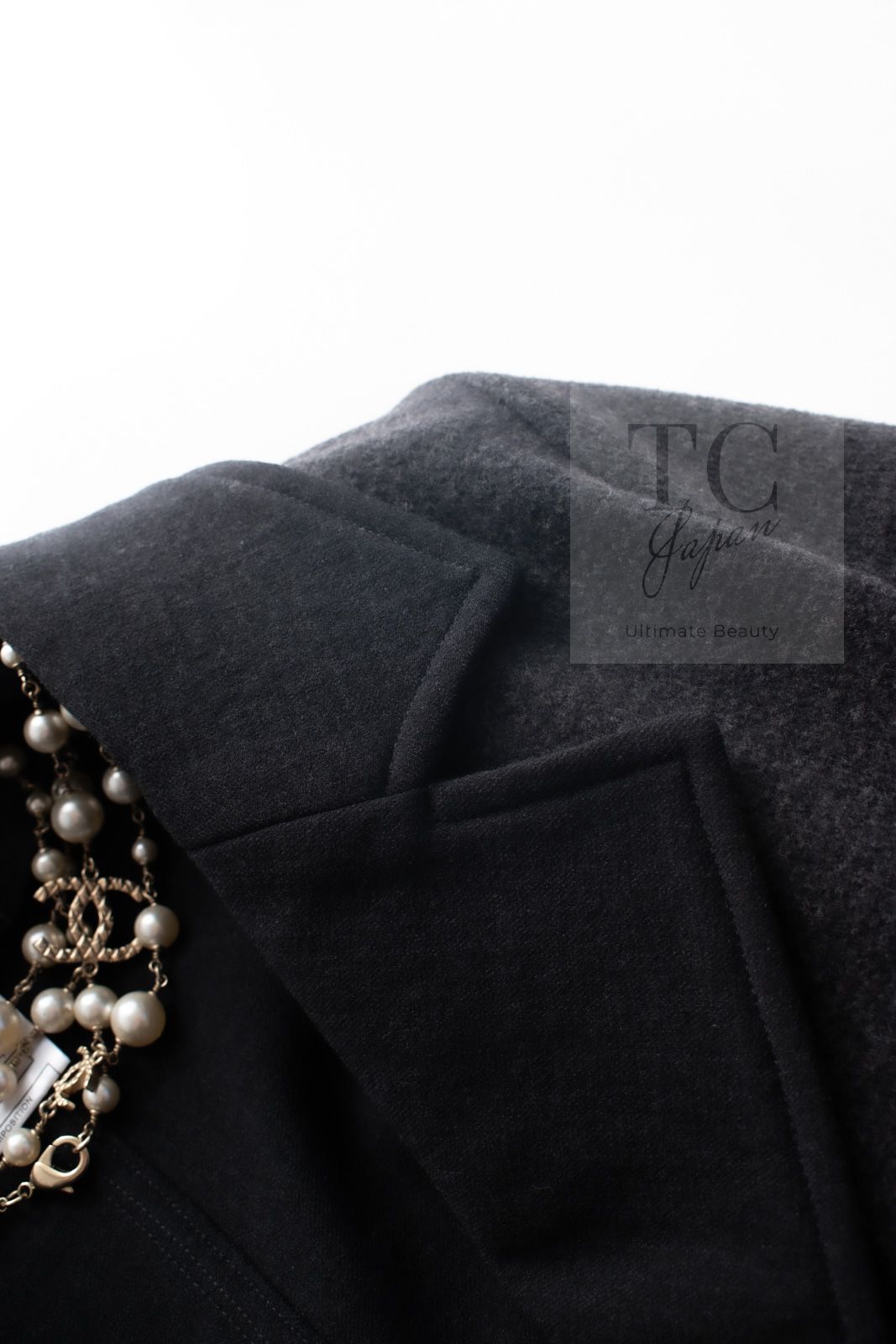 シャネル ジャケット CHANEL チャコールグレー ブラック ウール