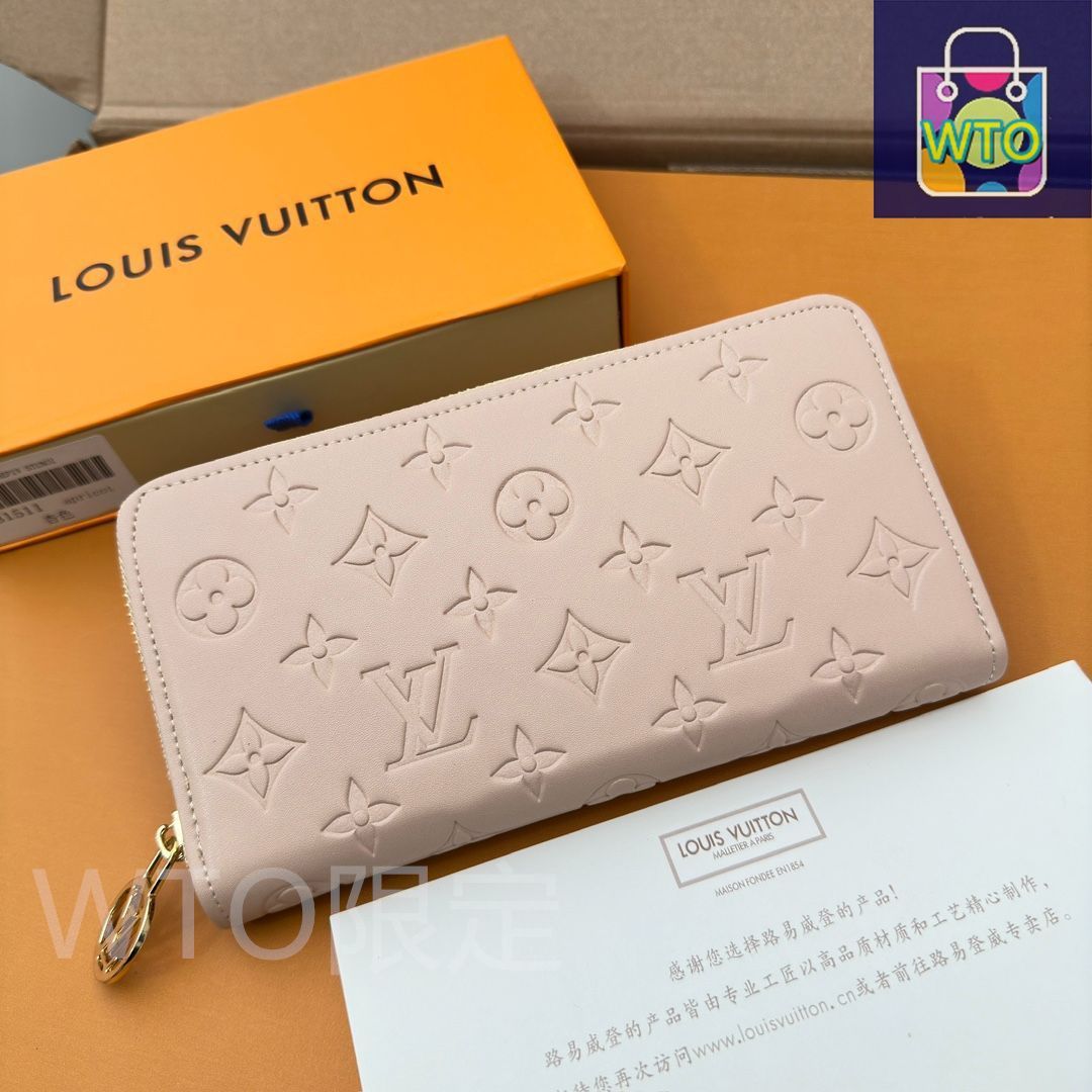【未使用に近い】LOUIS VUITTON エピ　総柄　エンボス　ラウンド LVルイ・ヴィトン/財布はパッドMonogramエンボス模様の小羊の皮