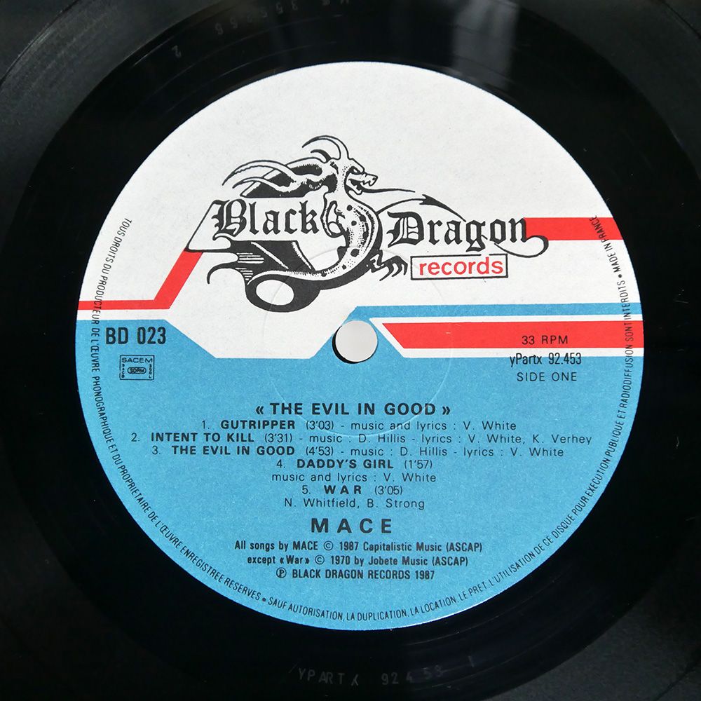 MACE　レコード　Black Dragon Records盤 フランス盤 MACE/THE EVIL IN GOOD/BLACK DRAGON BD023 LP
