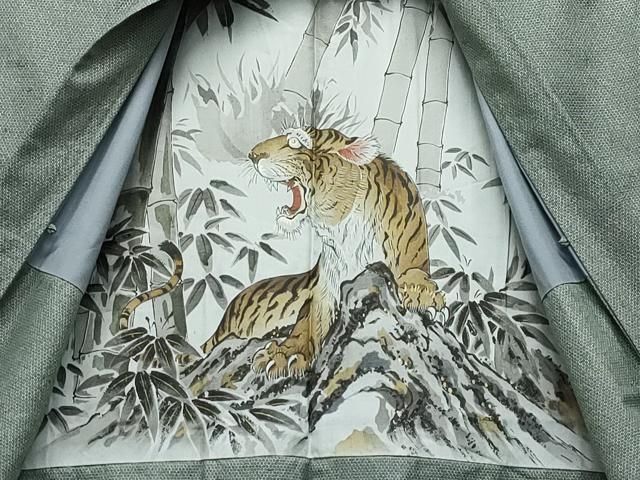 平和屋着物○男性 お召 アンサンブル 亀甲柄 正絹 逸品 CAAS8497vf