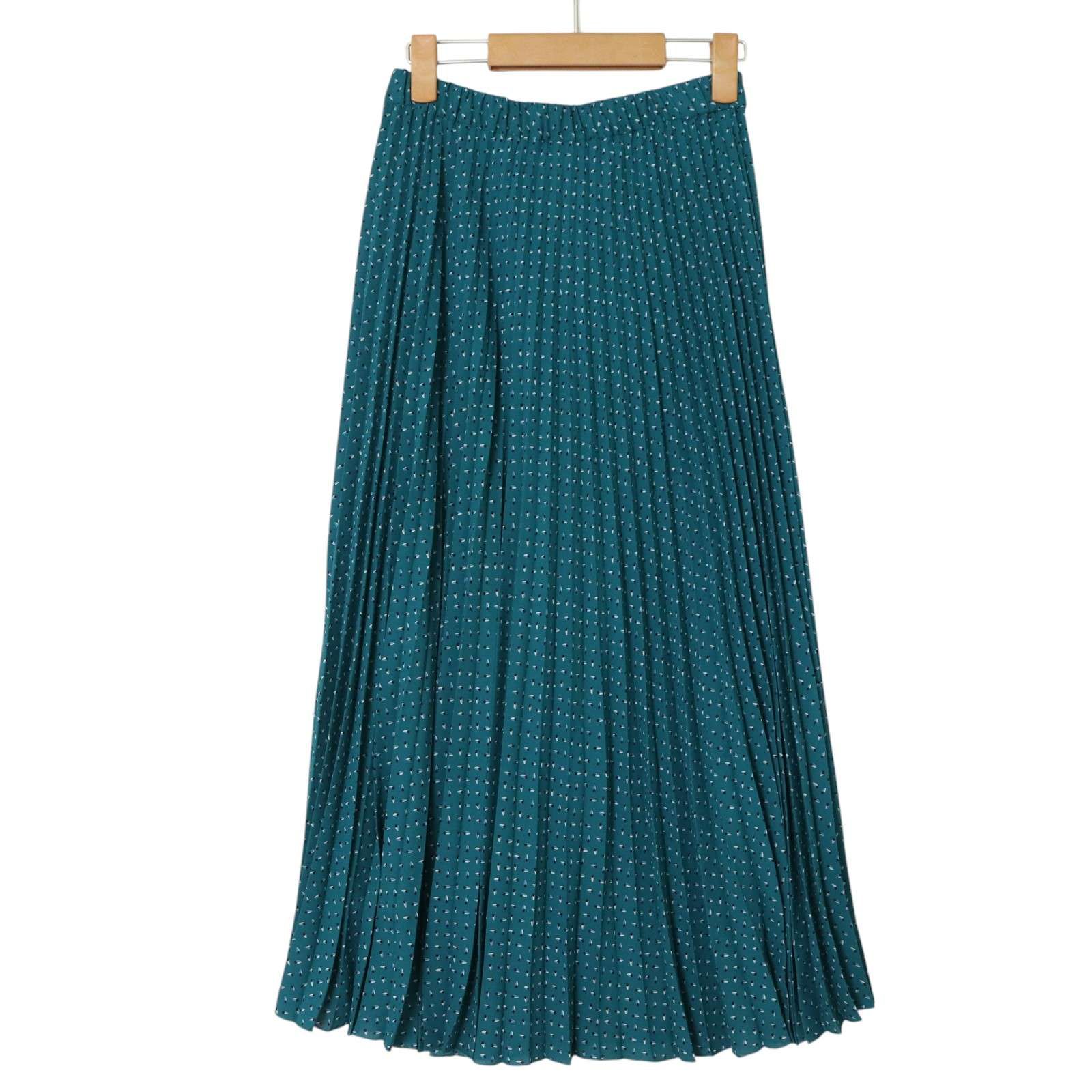 【美品】45R インディゴ　ドット　ロングスカート　フリーサイズ 美品】INDIVI インディヴィ 春夏☆ ドット風 総柄 プリーツ