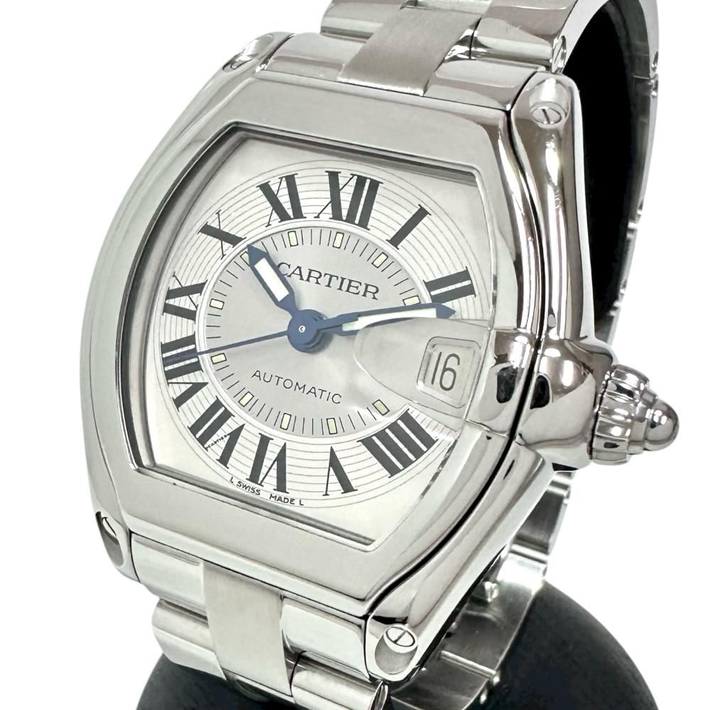 CARTIER|カルティエ ロードスターLM W62000V3 保証書|ギャラ| き 腕時計 ステンレススチール 自動巻き|オートマ シルバー文字盤 メンズ 真子質店 GD