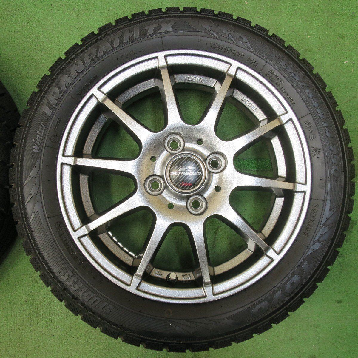 大注目！ バリ溝 キレイ ほぼ10分 スタッドレス 155 65R14 トーヨー ウインター トランパス TX SCHNEIDER シュナイダー 14インチ PCD100 4H 5022409イス