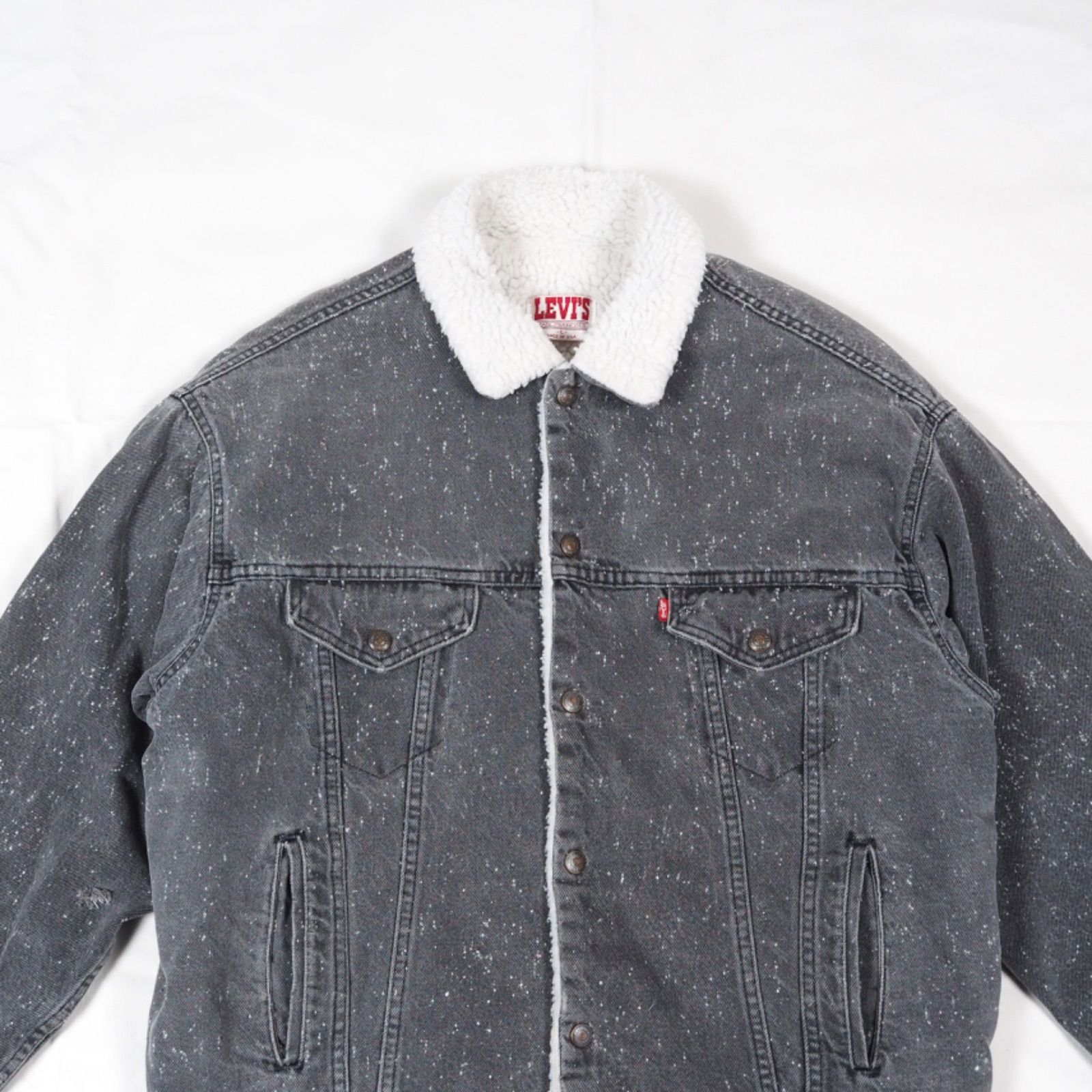 【GARACTIC WASH】先染めブラック ボアデニムジャケット USA製 Levi's 80s 70609-0260 L 黒 ビンテージ  ギャラクティックウォッシュ levis