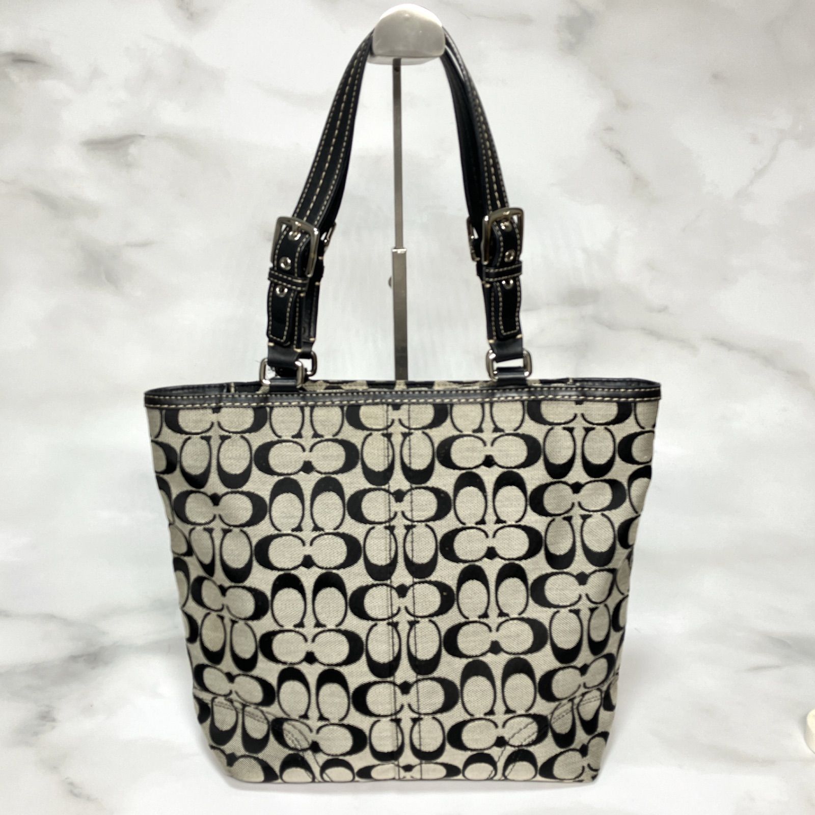 美品】COACH コーチ シグネスチャー ブラック トートバッグ 大容量