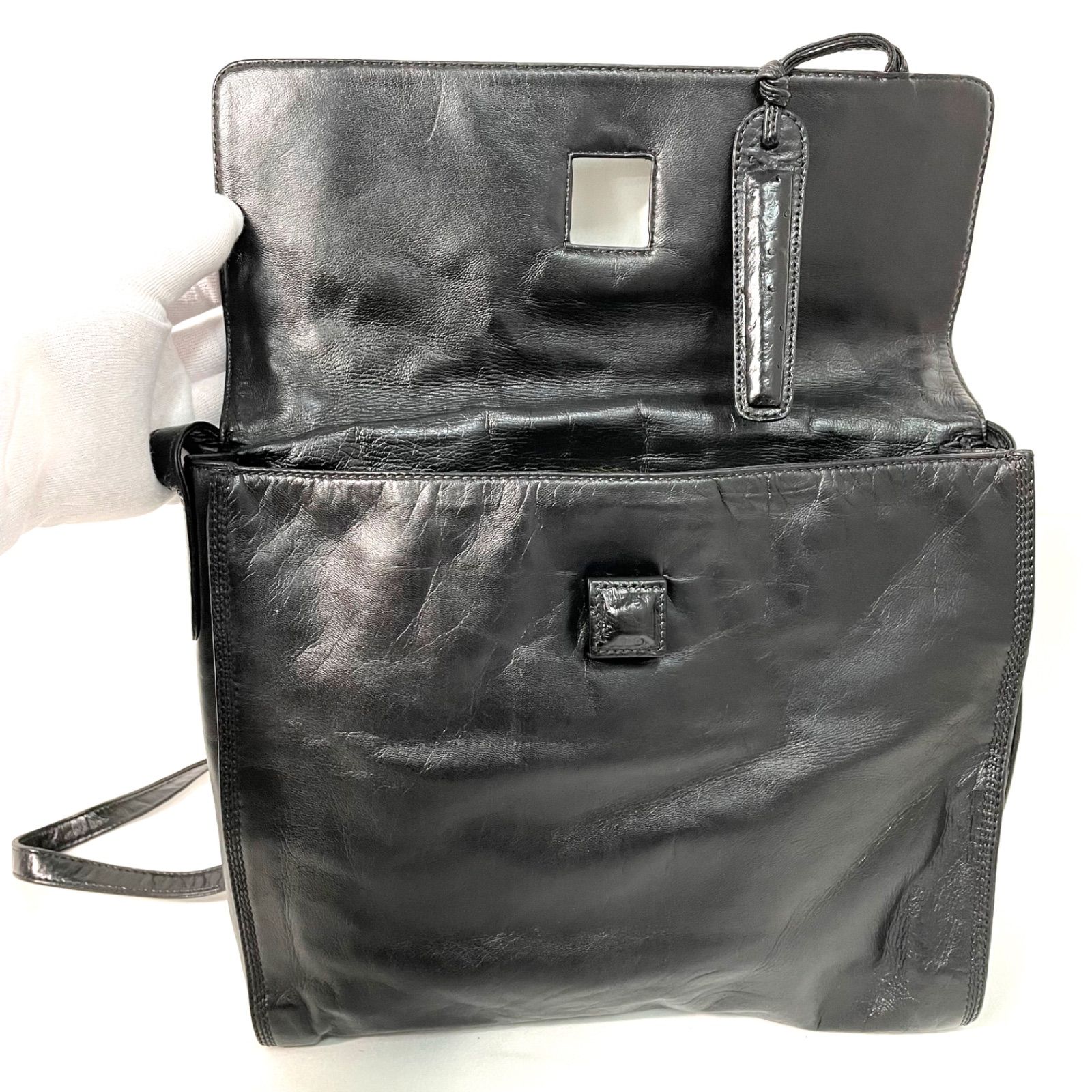 ロエベ LOEWE ナッパ レザー ショルダーバッグ ブラック - メルカリ