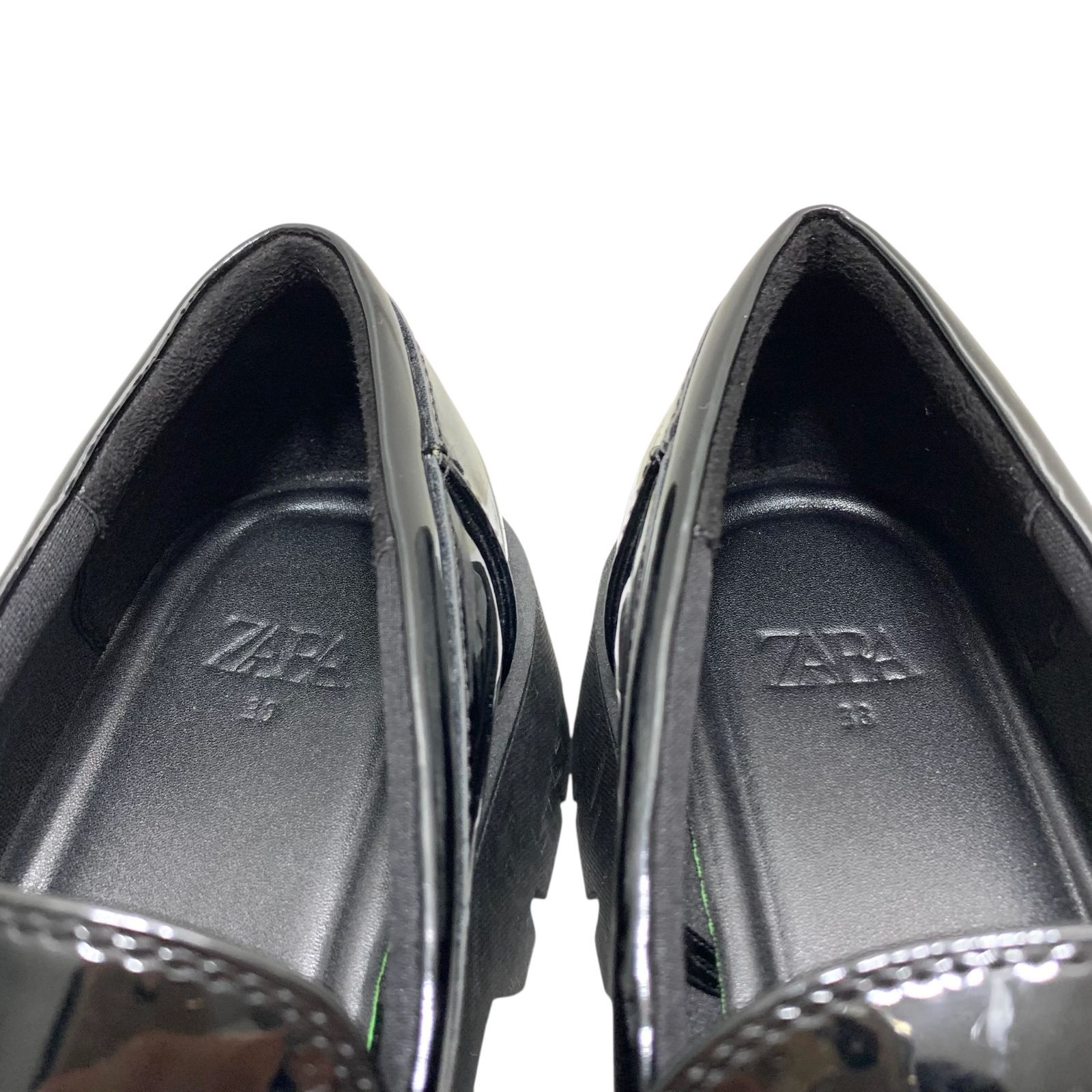 美品】ZARA ザラ (24.5) コインローファー エナメル トラックソール 