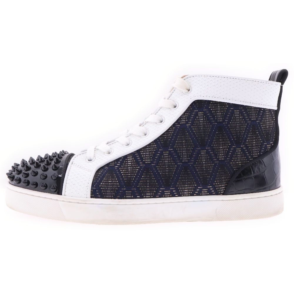 CHRISTIAN LOUBOUTIN (クリスチャンルブタン) スタッズ装飾 総柄デザイン ハイカットスニーカー シューズ ブラック