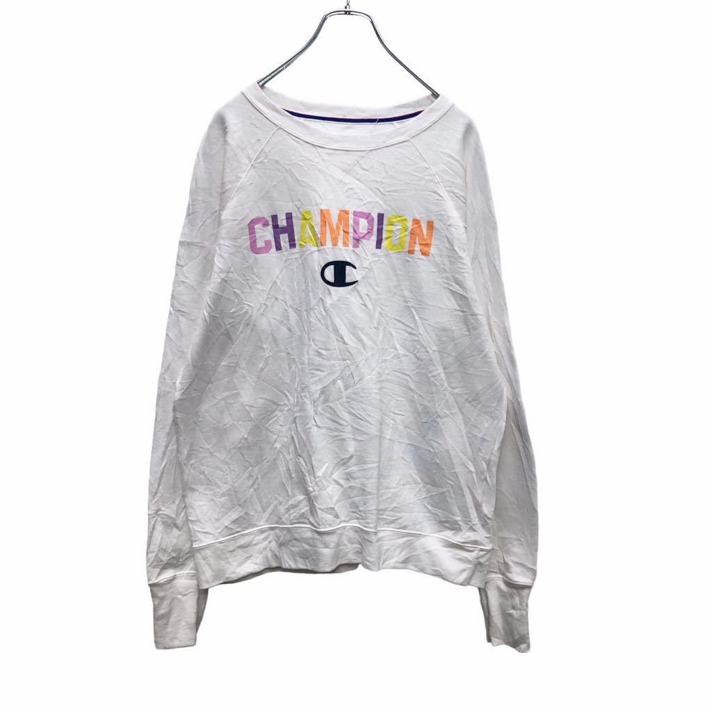 Champion スウェット トレーナー L ホワイト カラフル ロゴ