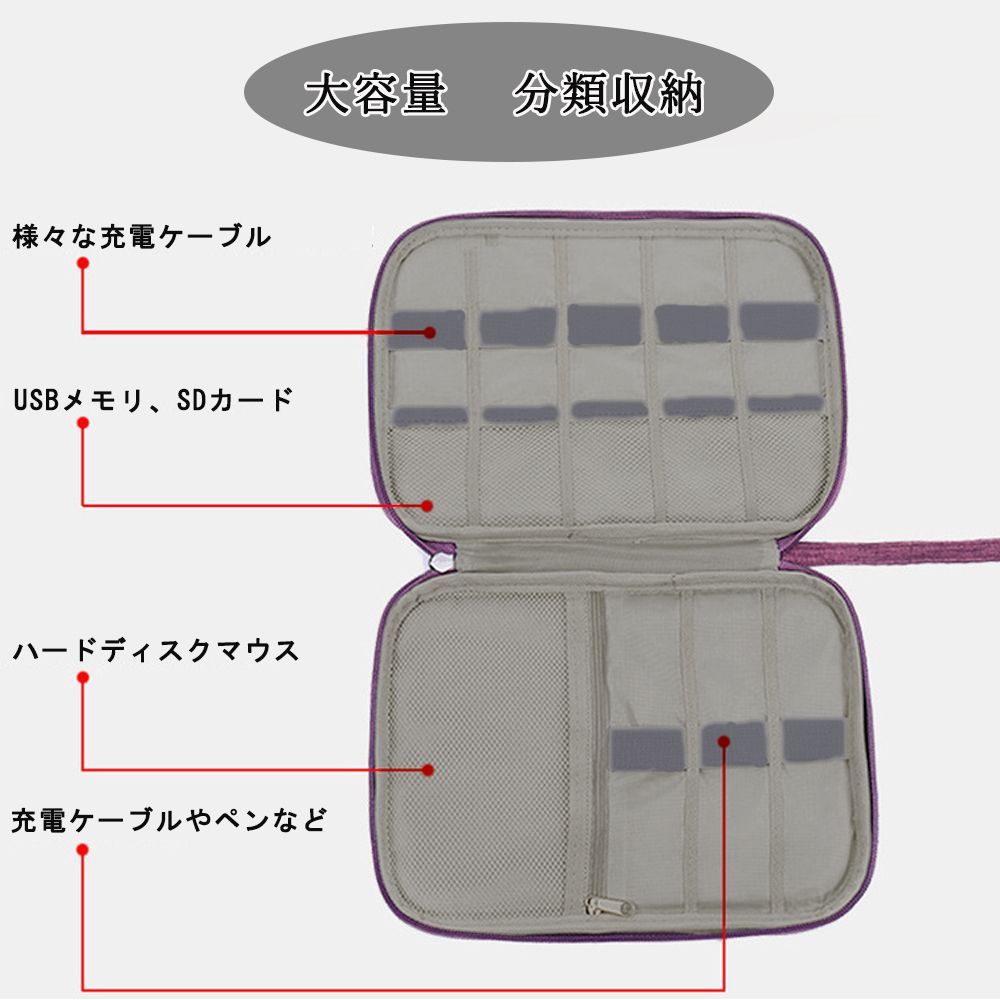 大容量 ガジェットポーチ 薄型 整理整頓 PC周辺小物収納ポーチ デジタル収納袋 仕切り充電器収納 小物入れ 持ち運びポーチ トラベルポーチ 軽量 ガジェットケース ACアダプター収納 USBメモリ収納袋 モバイル収納ケース - メルカリ