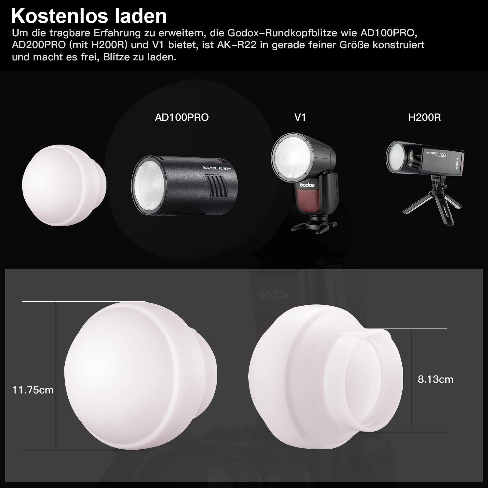 新品 シリコン製 AK-R22 球型ディフューザー ソフトボックス（確認済み機種：V1シリーズ GODOX AD100pro）適格請求書発行可