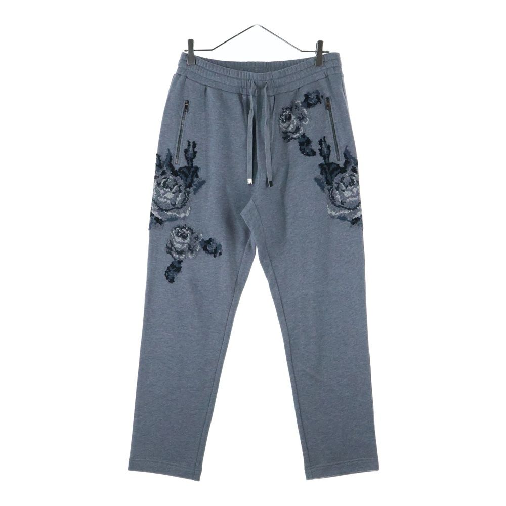 DOLCE - GABBANA ドルチェアンドガッバーナ フローラル刺繍 コットン スウェットパンツ グレー