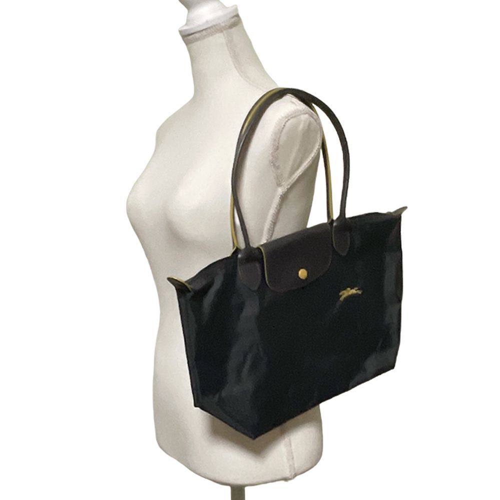 ロンシャン ル プリアージュ トートバッグ M ブラック 黒刺繍