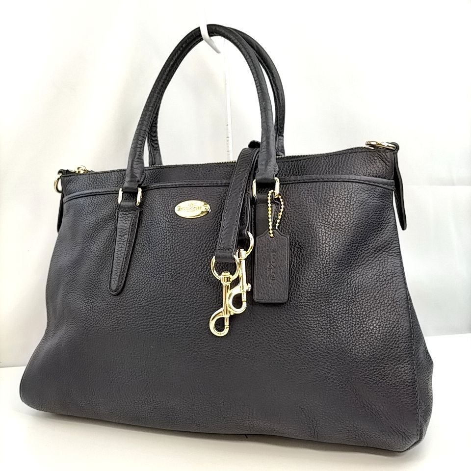 COACH M A-1 コーチ レザー ゴールド金具 ロゴ刻印 2way ショルダーベルト付 ハンドバッグ 手提げ トート 婦人鞄