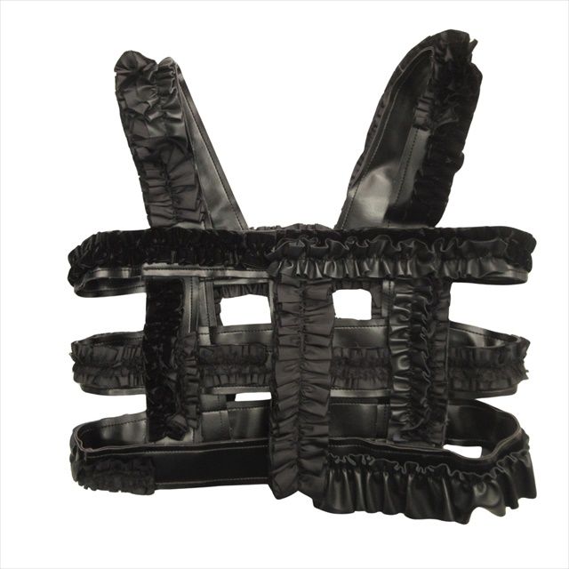 美品 コムデギャルソン COMME des GARCONS フェイクレザー フリル