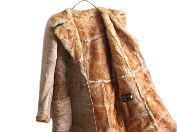 70s USA製 SHEARING BY LAURENCE シープスキン ムートン ランチ コート レディース M 程 古着 70年代 ヴィンテージ ロング 内ボア 茶 高級 お得なクーポン配布中!】 70s USA製 SHEARING BY LAURENCE シープ