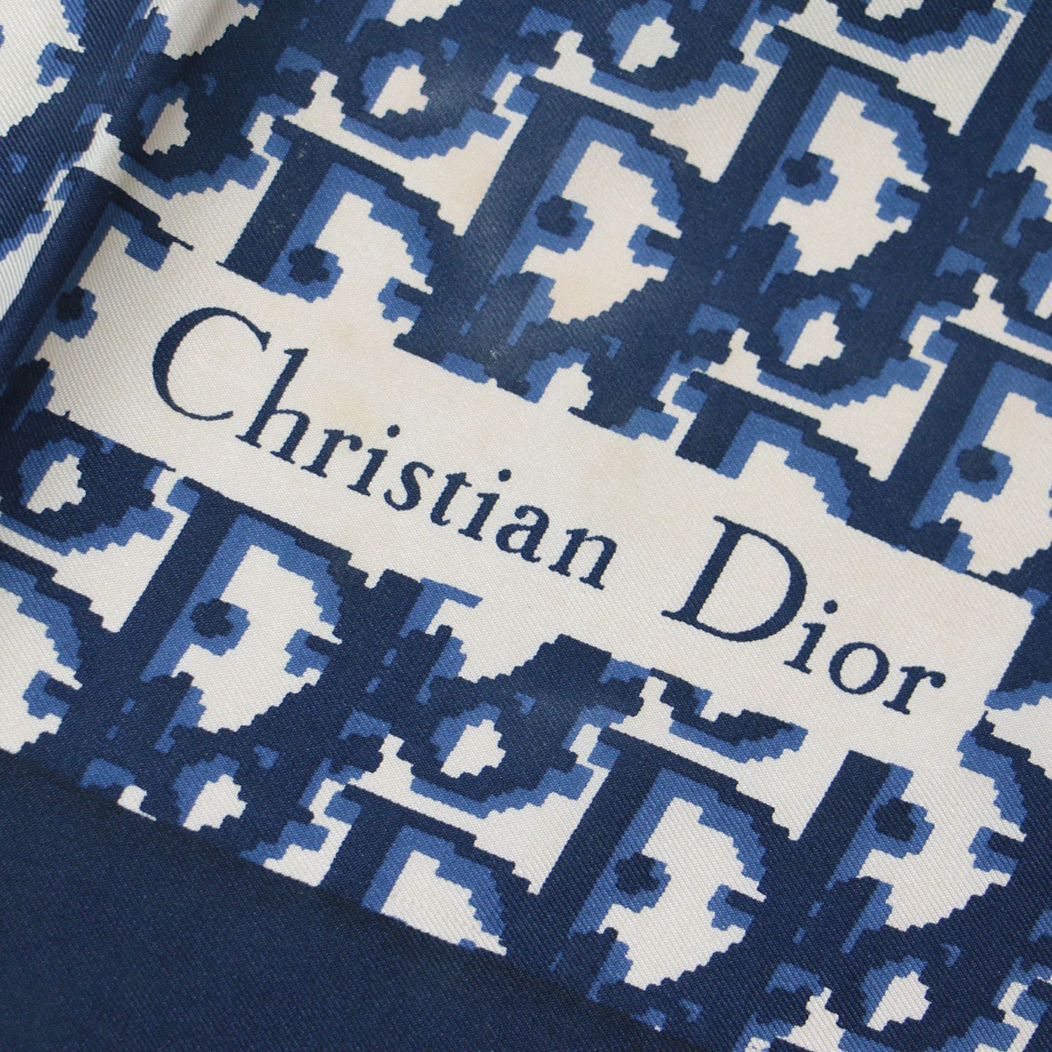 Christian Dior ディオール シルク スカーフ総柄 ネイビー - 通販