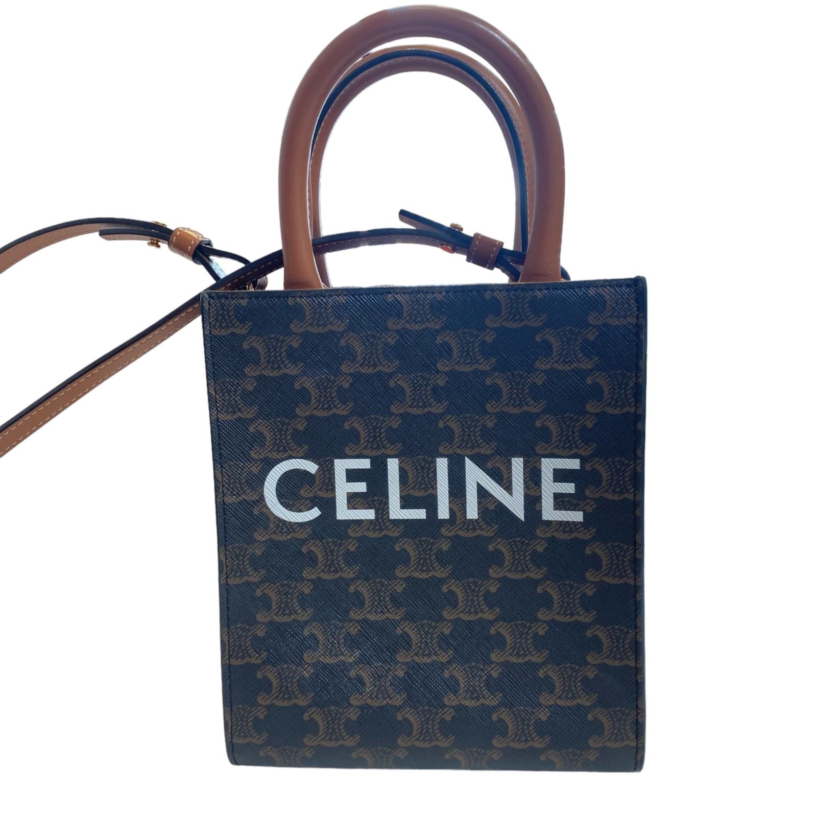 極美品】CELINE セリーヌ バーティカルカバ ミニ トリオンフ キャンバス タン 2WAY バッグ - メルカリ