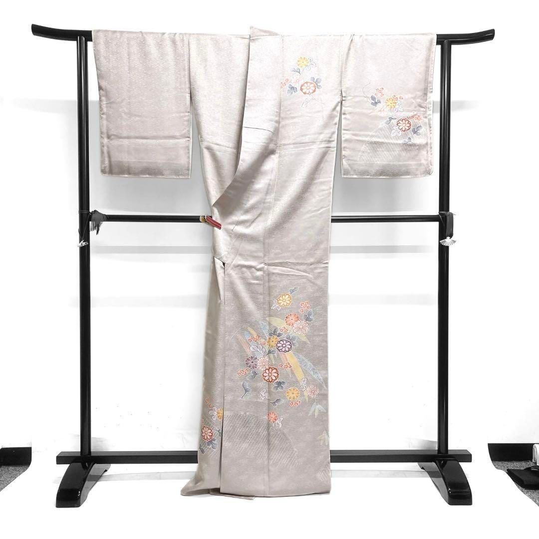 未着用 訪問着 花模様 菊花 蛇籠 花紗綾形地紋 小花 着物 082a d