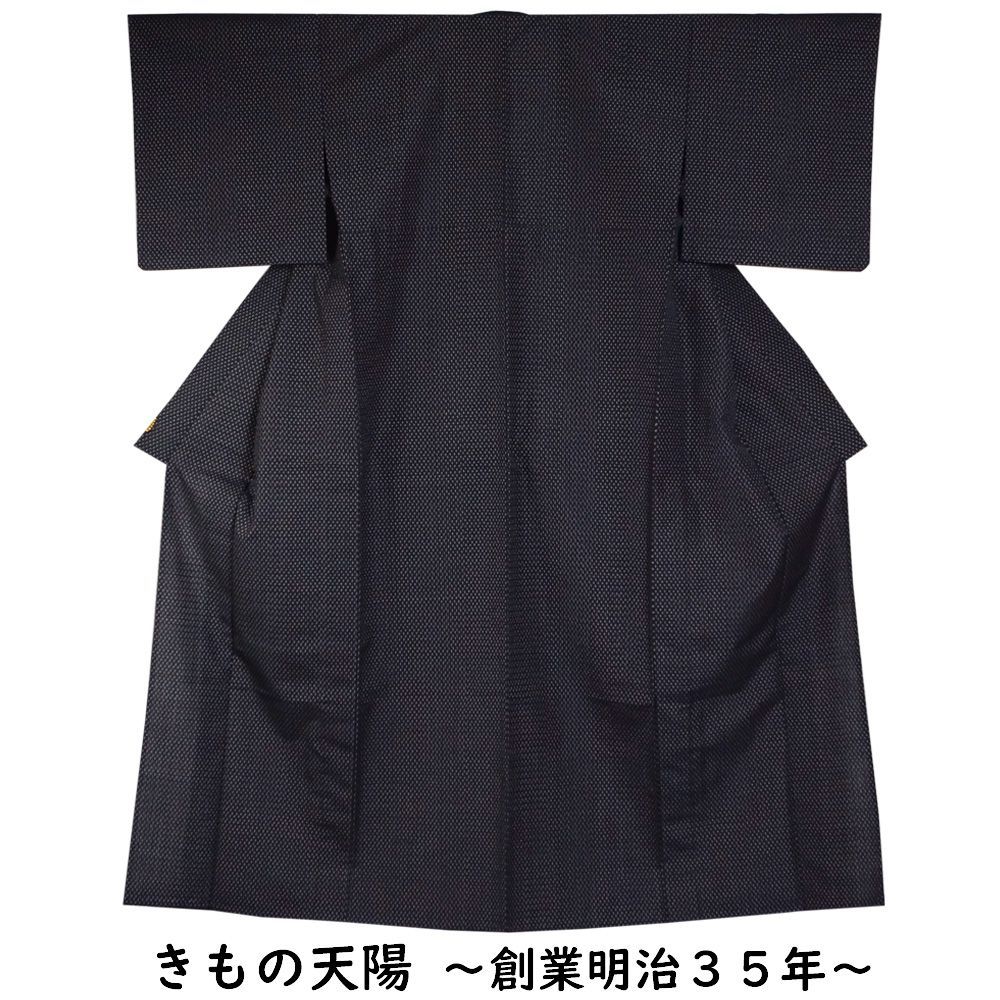 【単衣夏着物】十字絣 モノトーン 黒紗紬 小紋 正絹 単衣夏着物】十字絣 モノトーン 黒紗紬 小紋 正絹 着物・浴衣