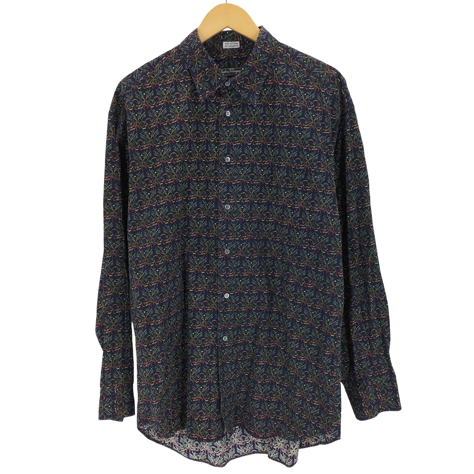 サルヴァトーレフェラガモ Salvatore Ferragamo イタリア製 総柄シャツ コットン メンズ JPN：XL 
