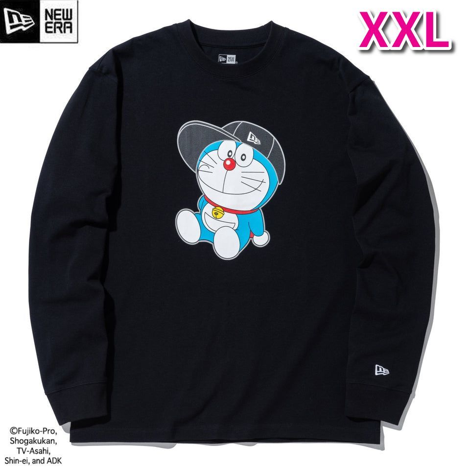 【送料無料匿名配送新品】New Era ニューエラ コットン 長袖 Tシャツ ドラえもん キャップ ブラック レギュラーフィット Size XXL ブラック