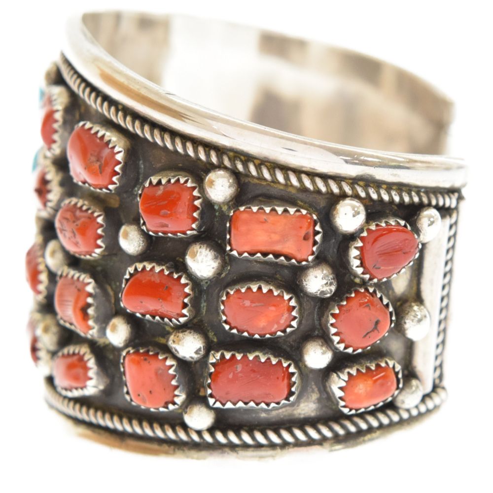 インディアンジュエリー ナバホ ターコイズレッドコーラル フラワー