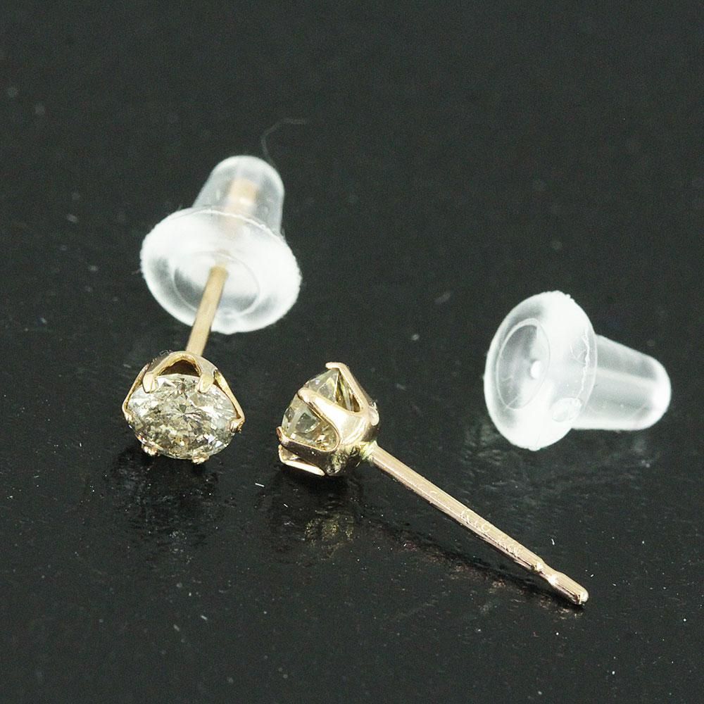 オシャレ人気 0.4ct ダイヤモンド K18 pg 一粒 6本爪 ピアス 鑑別 