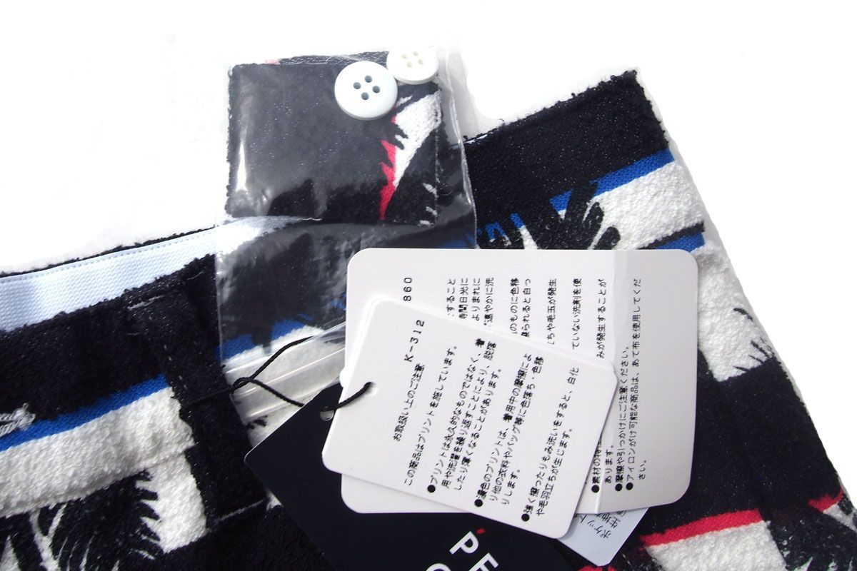 gates｜ヤシの木×ボーダー柄 パイルショートパンツ｜055-1232608｜レディースゴルフウェア｜1