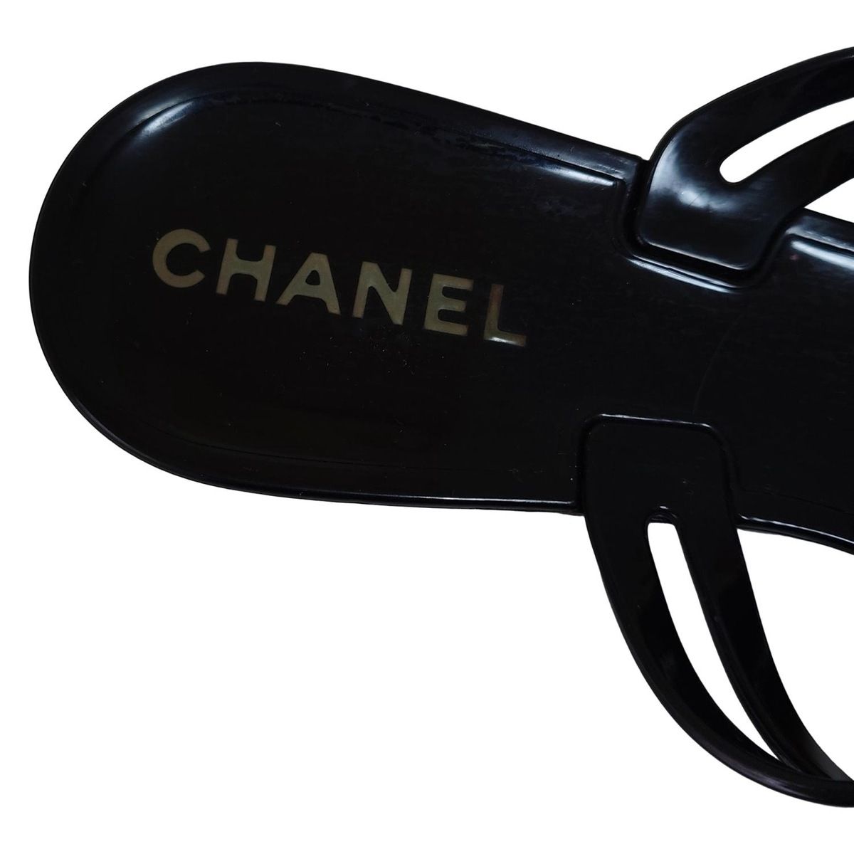 CHANEL シャネル ビーチサンダル 38 レディース 黒 白 カメリア ゴールド金具 ビーチサンダル シャワーサンダル サンダル ミュール 靴