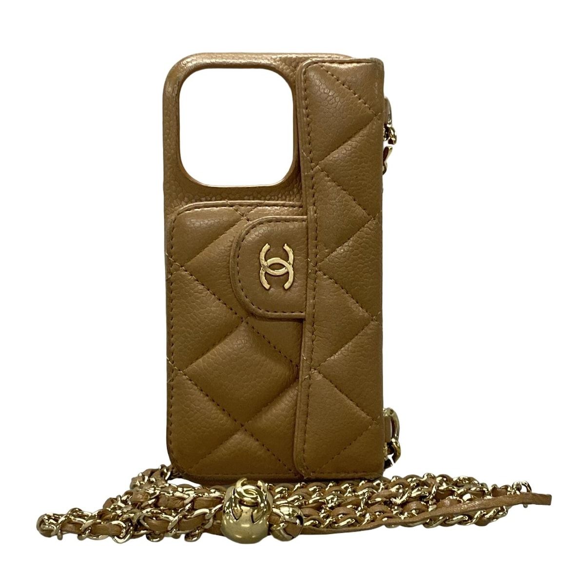 CHANEL シャネル 携帯電話ケース マトラッセ AP3864 ベージュ ラムスキン