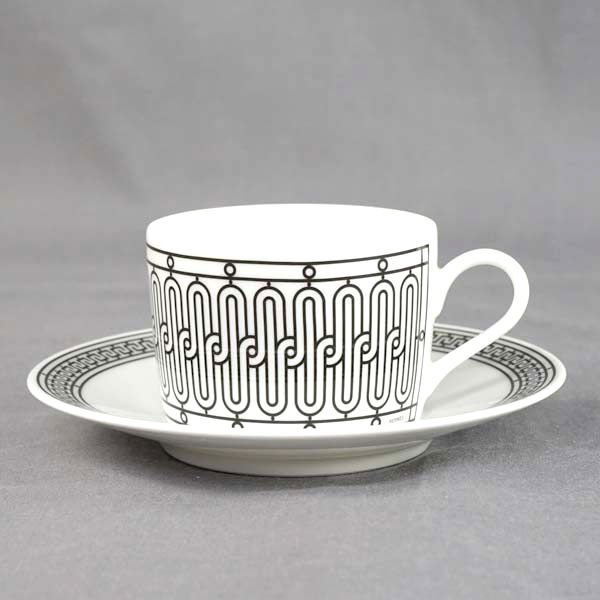 エルメス HERMES カップ-ソーサー 37016P H Deco アッシュ デコ ティーカップ ペア herm-037016-2p