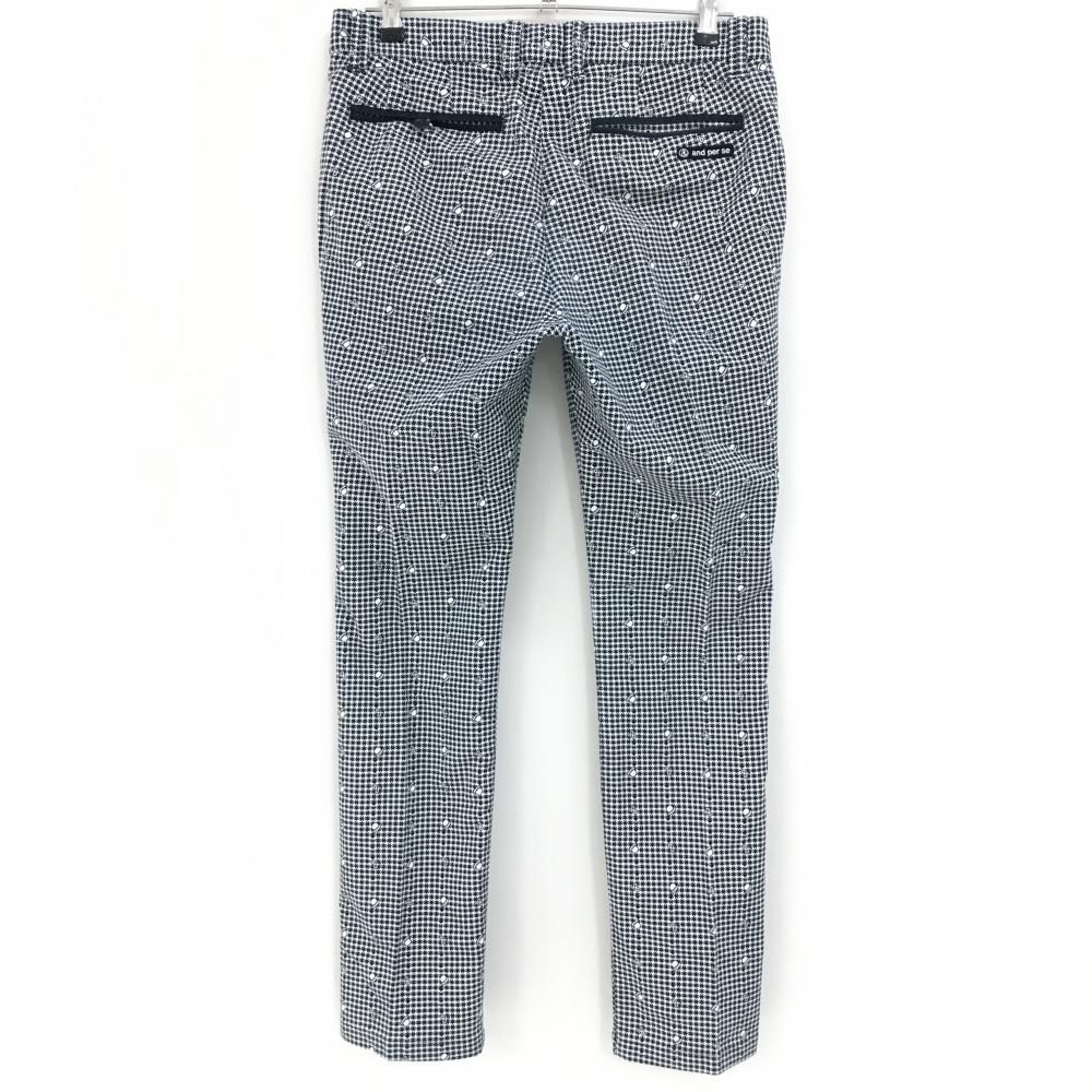 【美品】アンパスィ パンツ 総柄 ハット ストレッチ メンズ 85 美品】アンパスィ パンツ 白×ネイビー 総柄 ハット ストレッチ メンズ