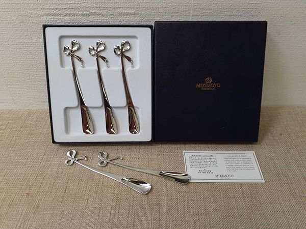 MIKIMOTO ミキモト パール付 リボンモチーフ スプーン ティー