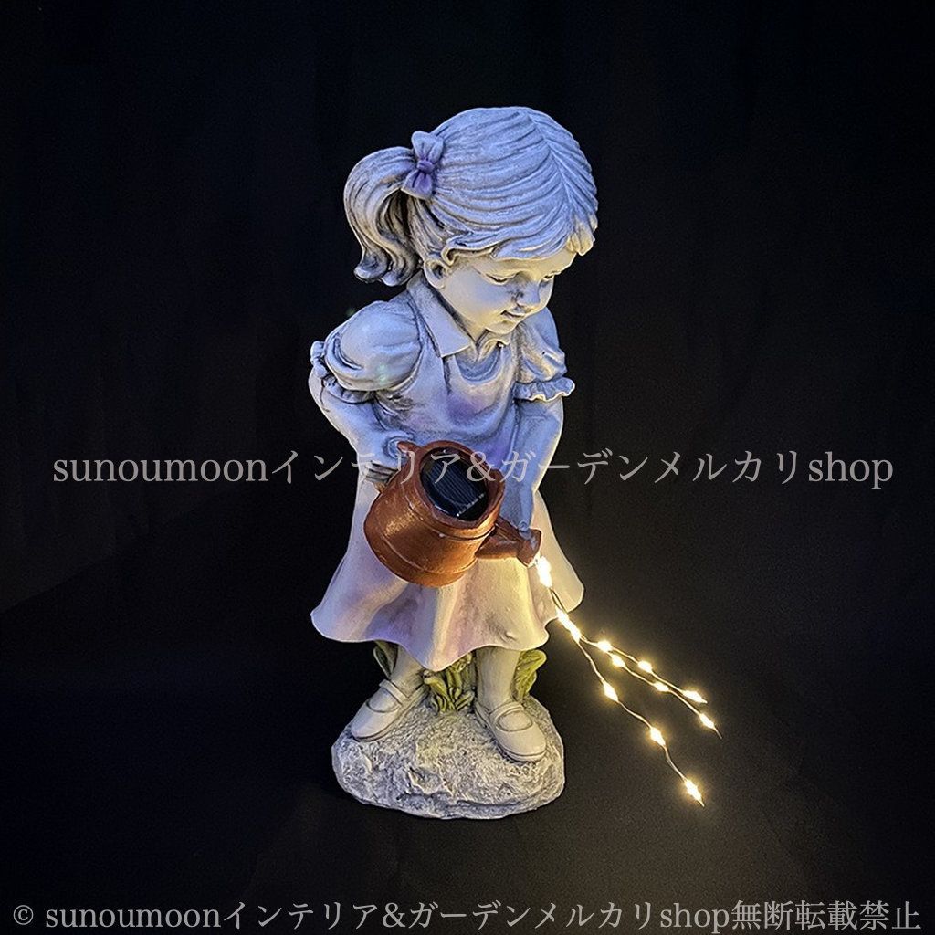 ジョウロ 太陽光 お洒落 ガーデンライト インテリア ガーデンインテリア 少女 女の子 8-14 ソーラー ガーデン雑貨 照明 雑貨 ガーデニング ガーデン 庭 樹脂 庭の装飾 おしゃれ オーナメント オブジェ 園芸用品